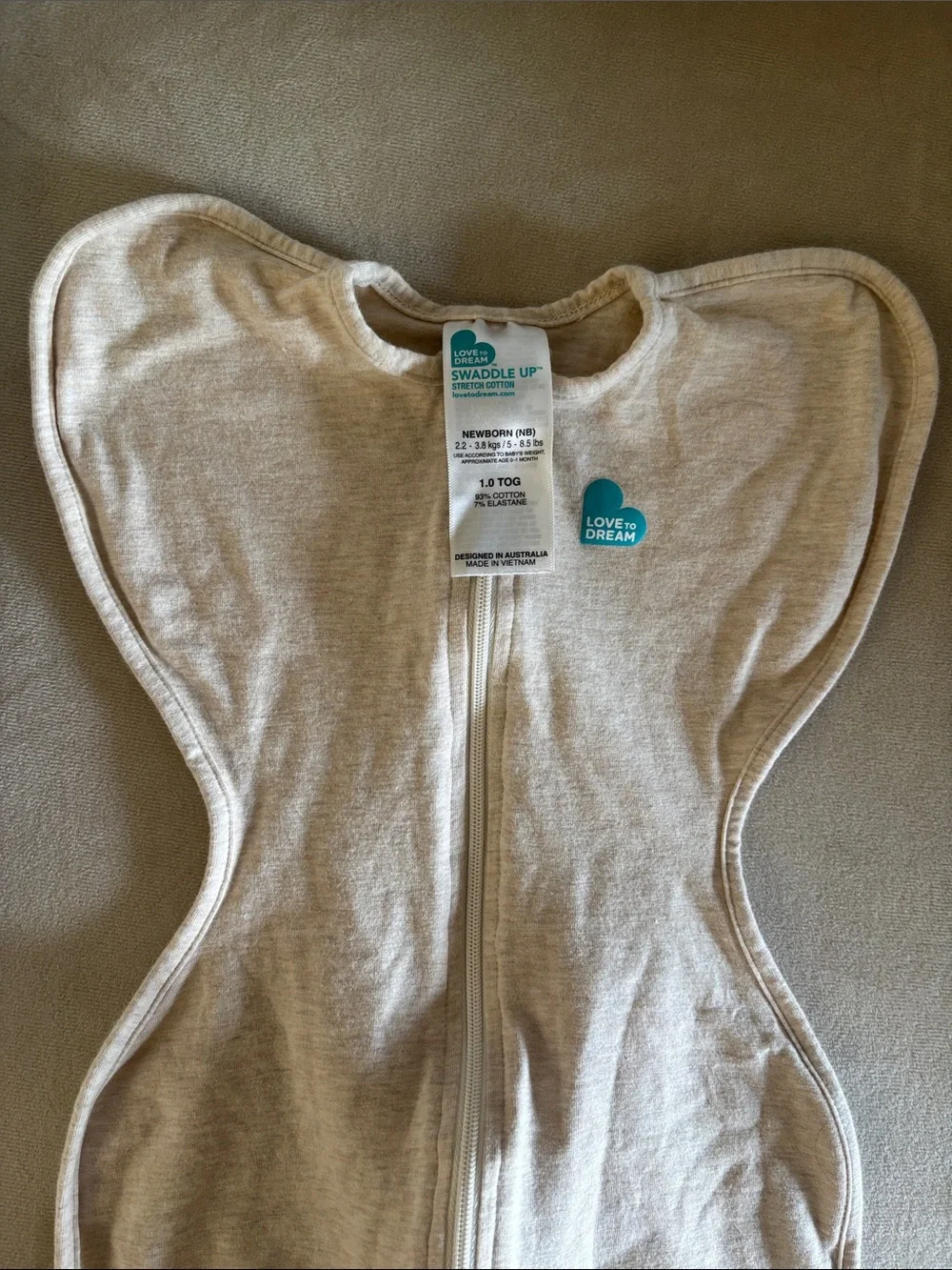 Love to Dream Neutral Beige Newborn Swaddle Up- Never Used